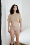 BASERANGE navel-baring T-shirt TOSC-CG-SP24 pink camel